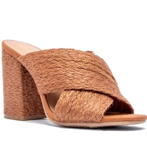 Qupid Camel Jute Block Heel